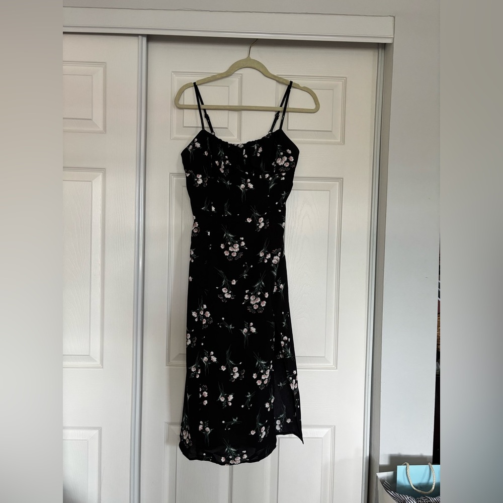 Commense Sweetheart Spaghetti Strap Midi Side Front Slit Sundress